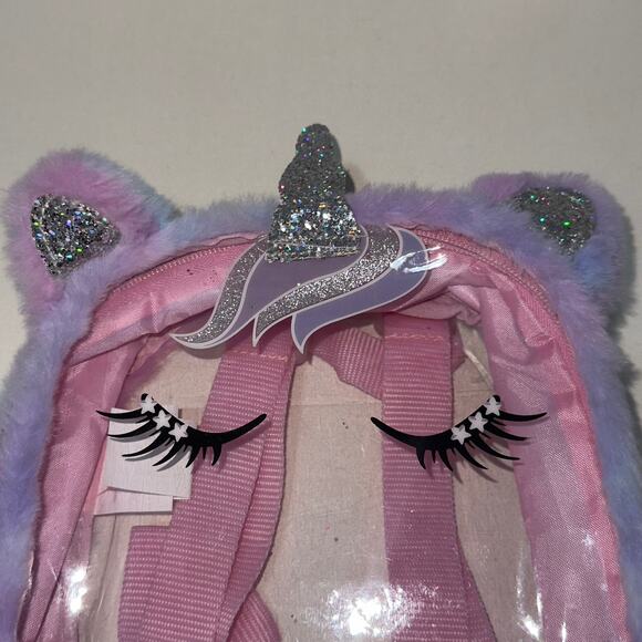 Unicorn clear pink/purple mini backpack - Picture 3 of 8